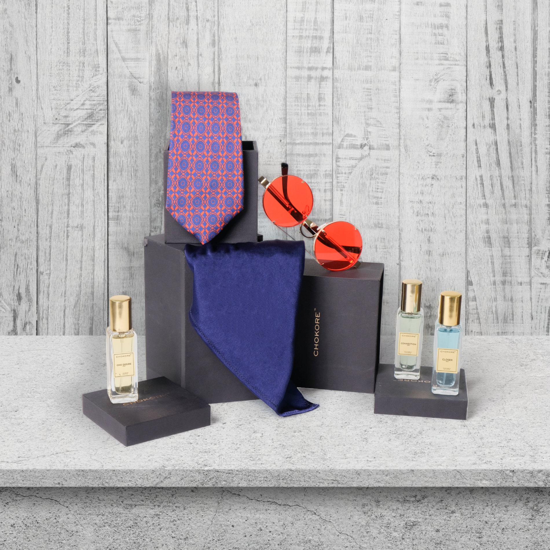 Chokore  Chokore Special 4-in-1 Gift Set for Him (Pocket Square, Necktie, Sunglasses, & Perfume Combo) 