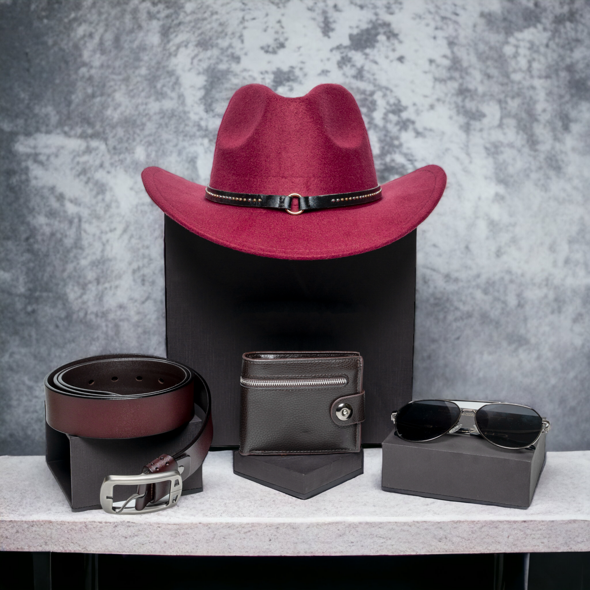 Chokore Chokore Special 4-in-1 Gift Set for Him (Belt, Wallet, Hat, & Sunglasses) Chokore Special 4-in-1 Gift Set for Him (Belt, Wallet, Hat, & Sunglasses) 