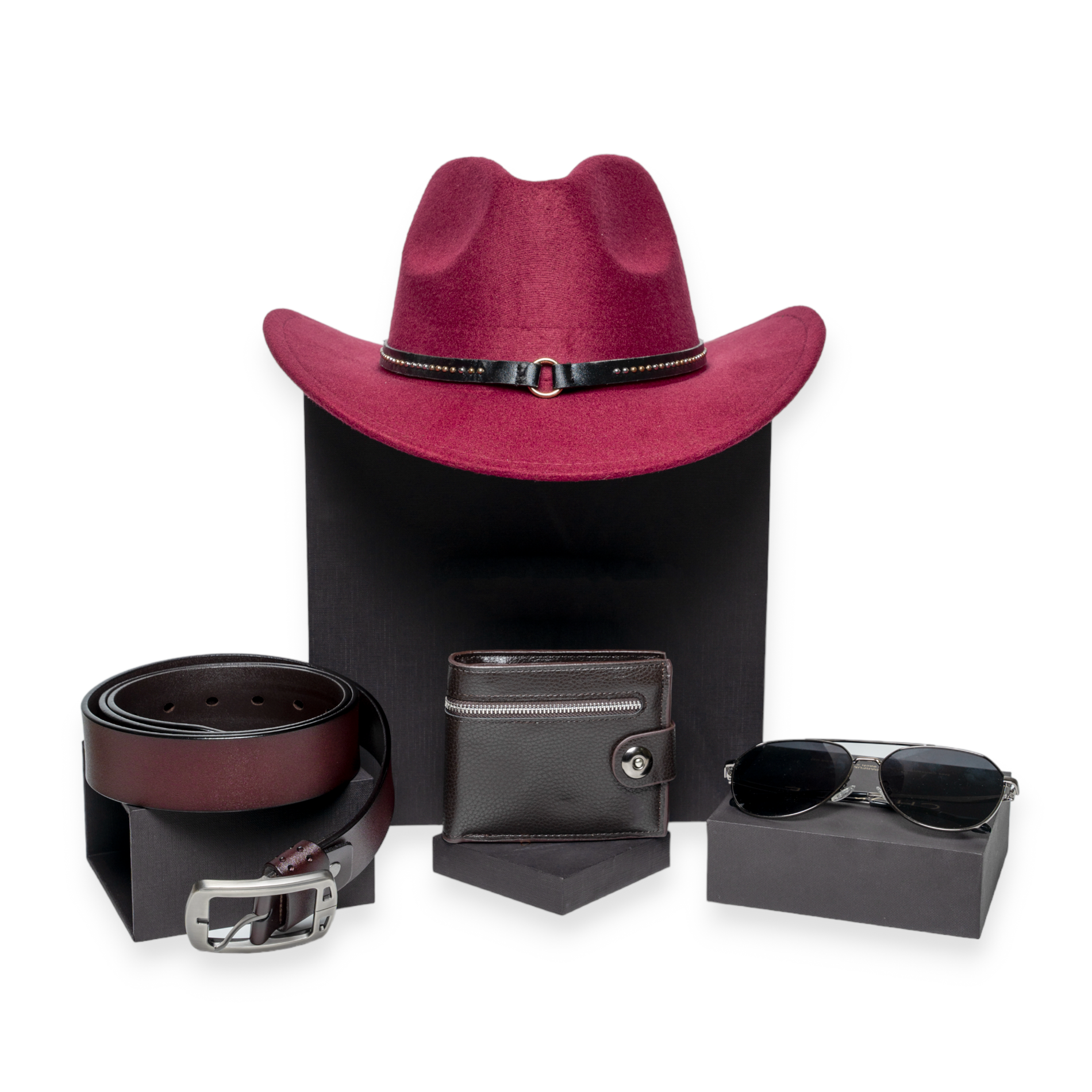 Chokore Chokore Special 4-in-1 Gift Set for Him (Belt, Wallet, Hat, & Sunglasses) Chokore Special 4-in-1 Gift Set for Him (Belt, Wallet, Hat, & Sunglasses) 