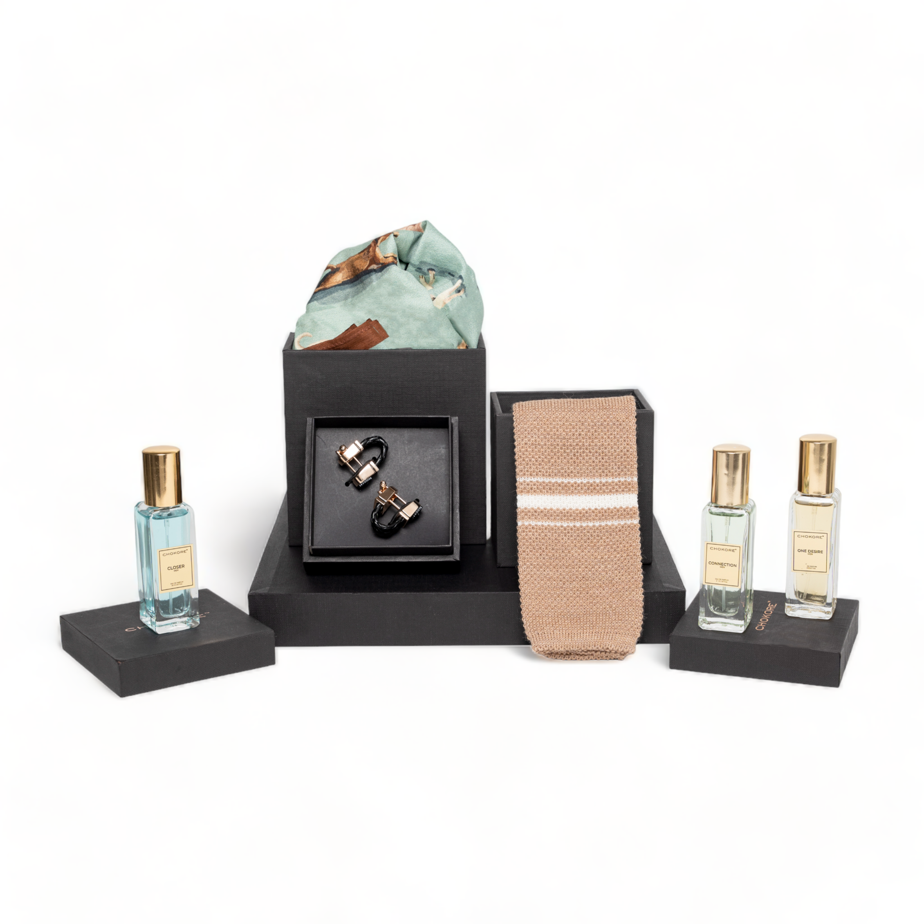 Chokore  Chokore Special 4-in-1 Gift set for Him (RKXC Pocket Square, RKXC Necktie, Perfume Combo, & Cufflinks) 