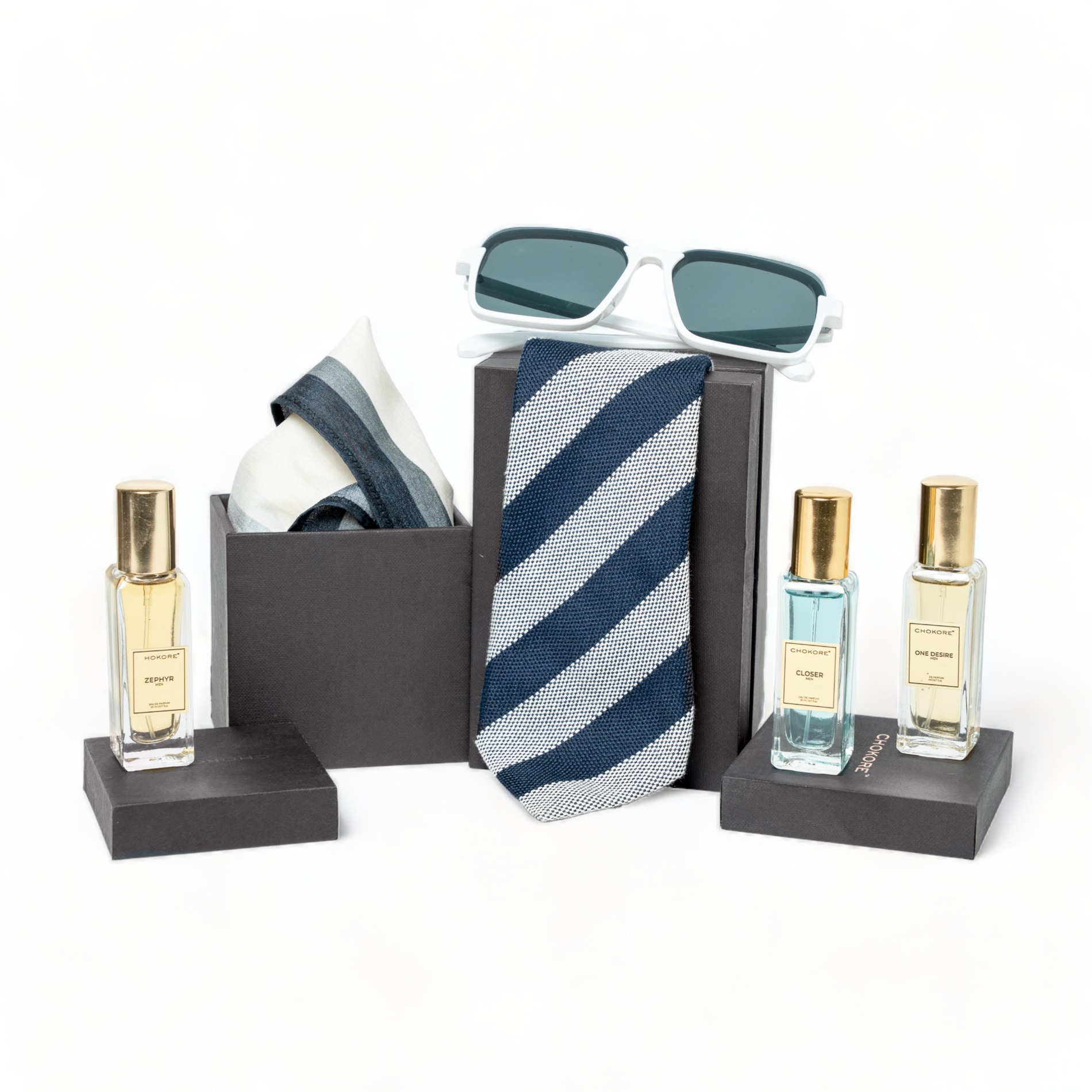 Chokore  Chokore Special 4-in-1 Gift Set for Him (Pocket Square, Necktie, Sunglasses, & Perfume Combo) 