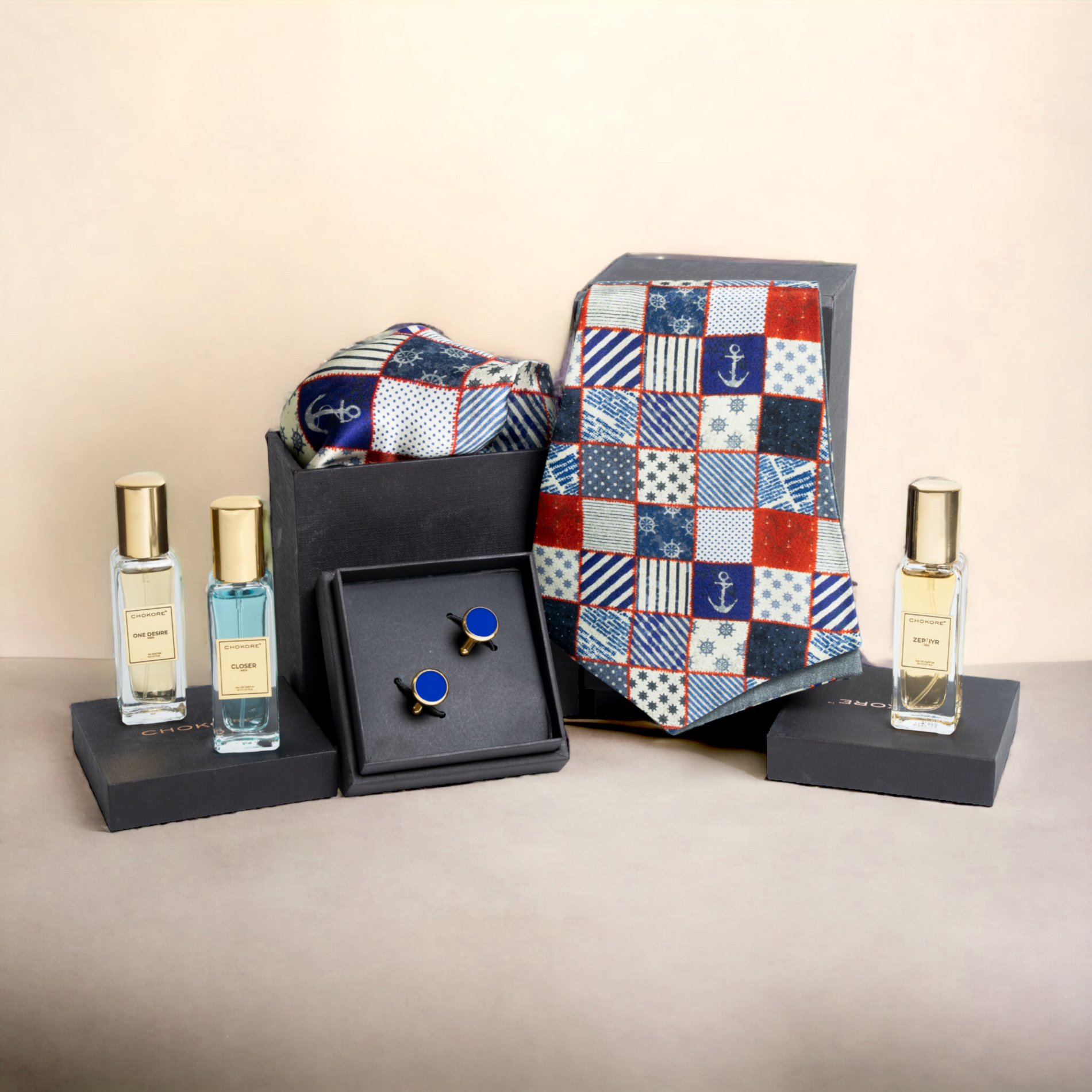 Chokore Chokore Special 4-in-1 Gift Set for Him (Silk Cravat, Pocket Square, Cufflinks, & Perfume Combo) Chokore Special 4-in-1 Gift Set for Him (Silk Cravat, Pocket Square, Cufflinks, & Perfume Combo) 