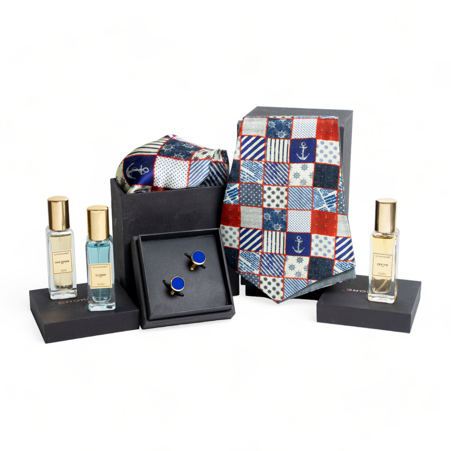 Chokore  Chokore Special 4-in-1 Gift Set for Him (Silk Cravat, Pocket Square, Cufflinks, & Perfume Combo) 