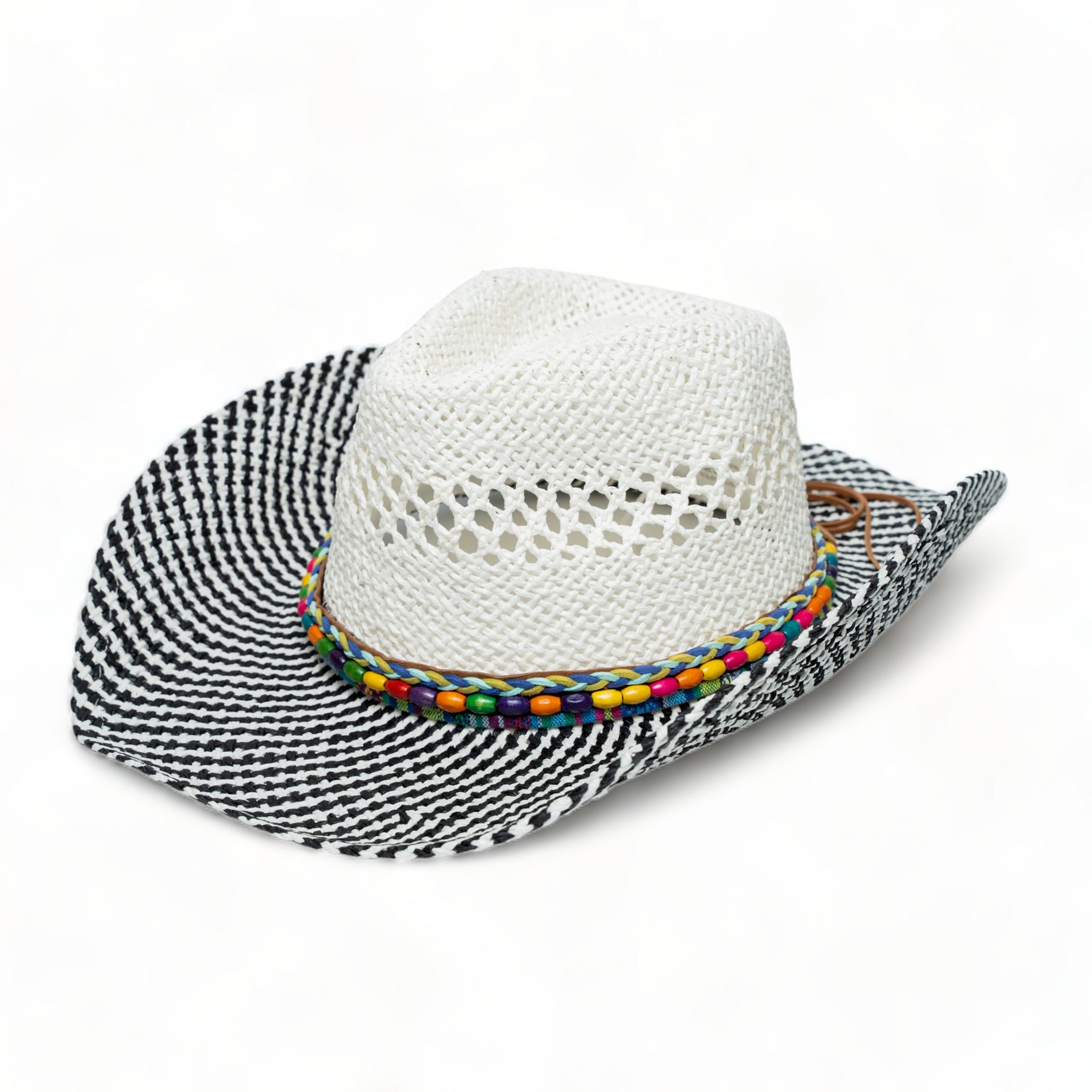 Chokore  Chokore Cowboy Hat with Black and White Belt (Black) 