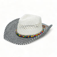 Chokore Chokore Cowboy Hat with Black and White Belt (Black)