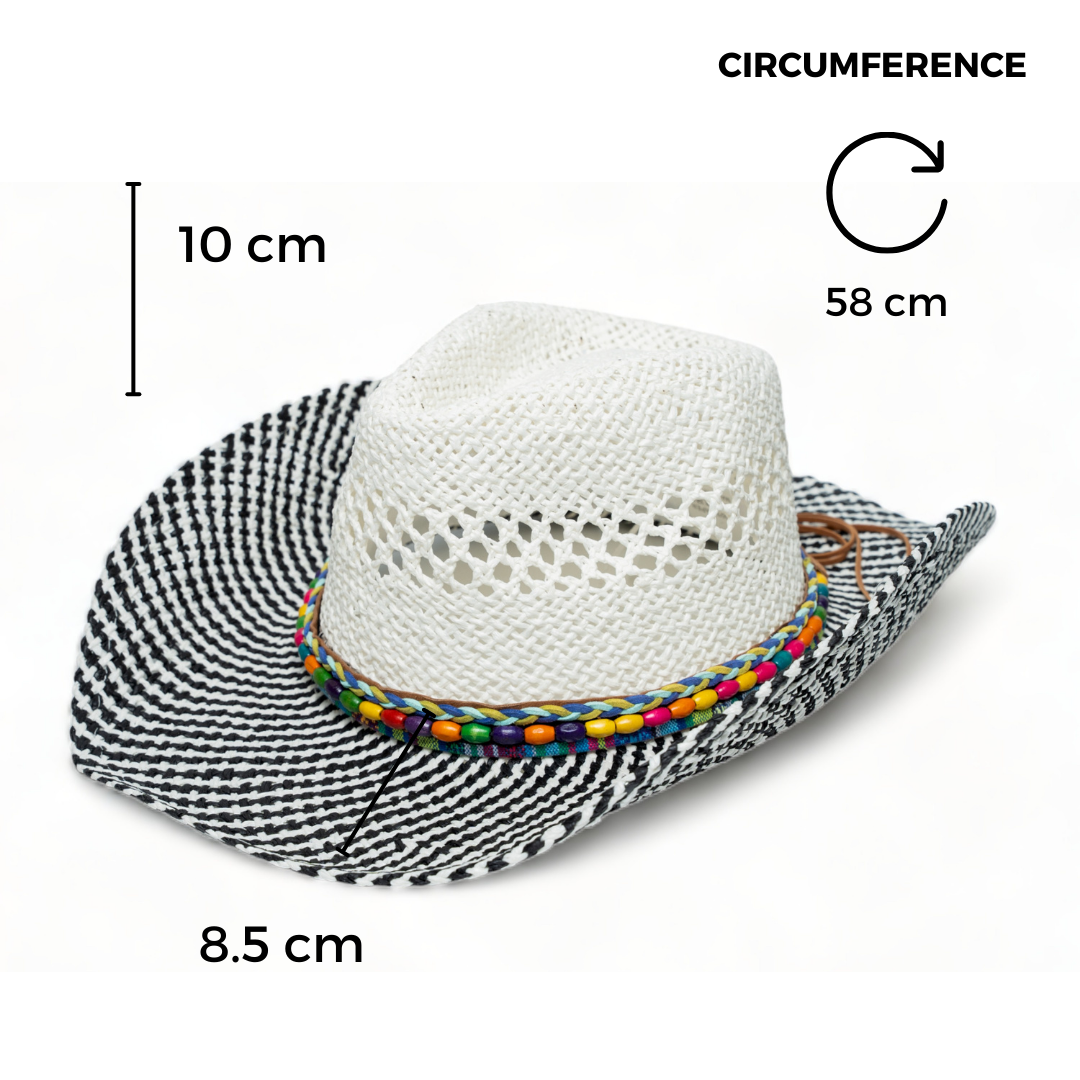 Chokore Chokore Cowboy Hat with Black and White Belt (Black) Chokore Cowboy Hat with Black and White Belt (Black) 