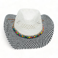 Chokore Chokore Cowboy Hat with Black and White Belt (Black)