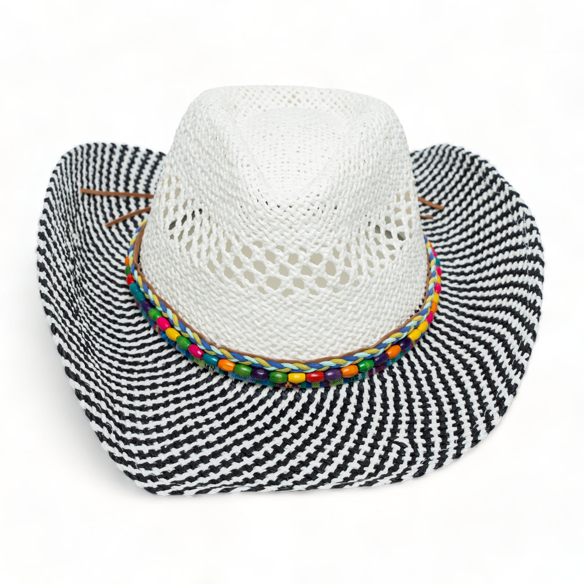 Chokore Cowboy Hat with Black and White Belt (Black)