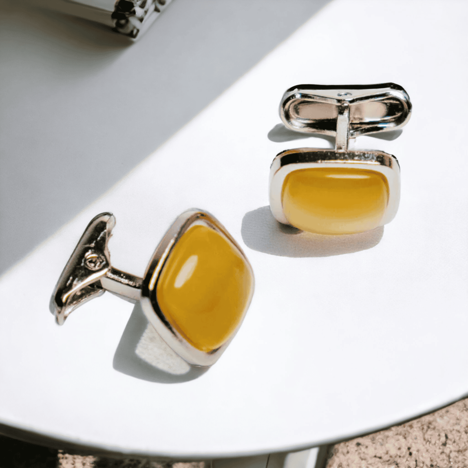 Chokore  Chokore Squircle Cufflinks with Stone (Yellow) 