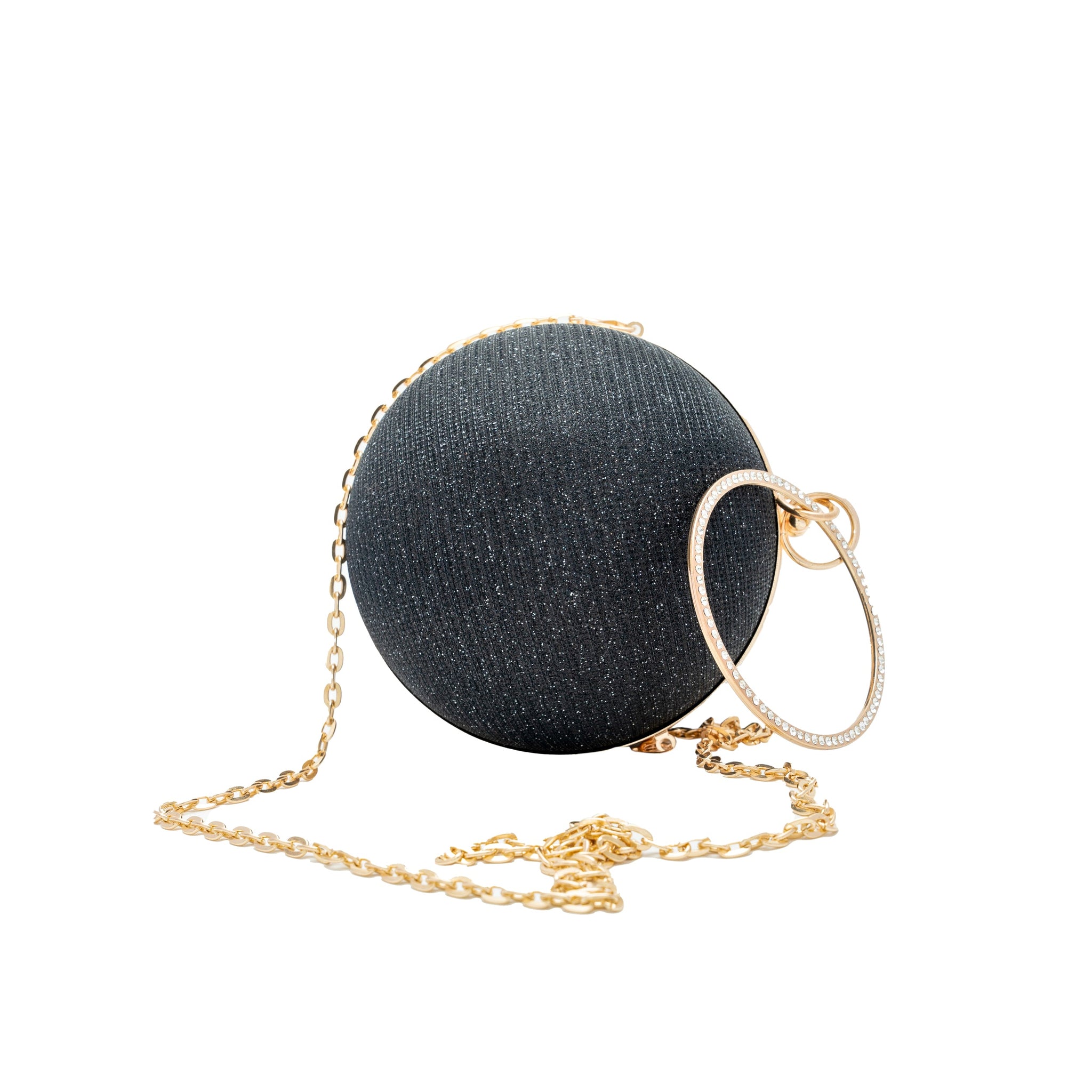 Chokore Spherical Rhinestone Crossbody Bag (Black)