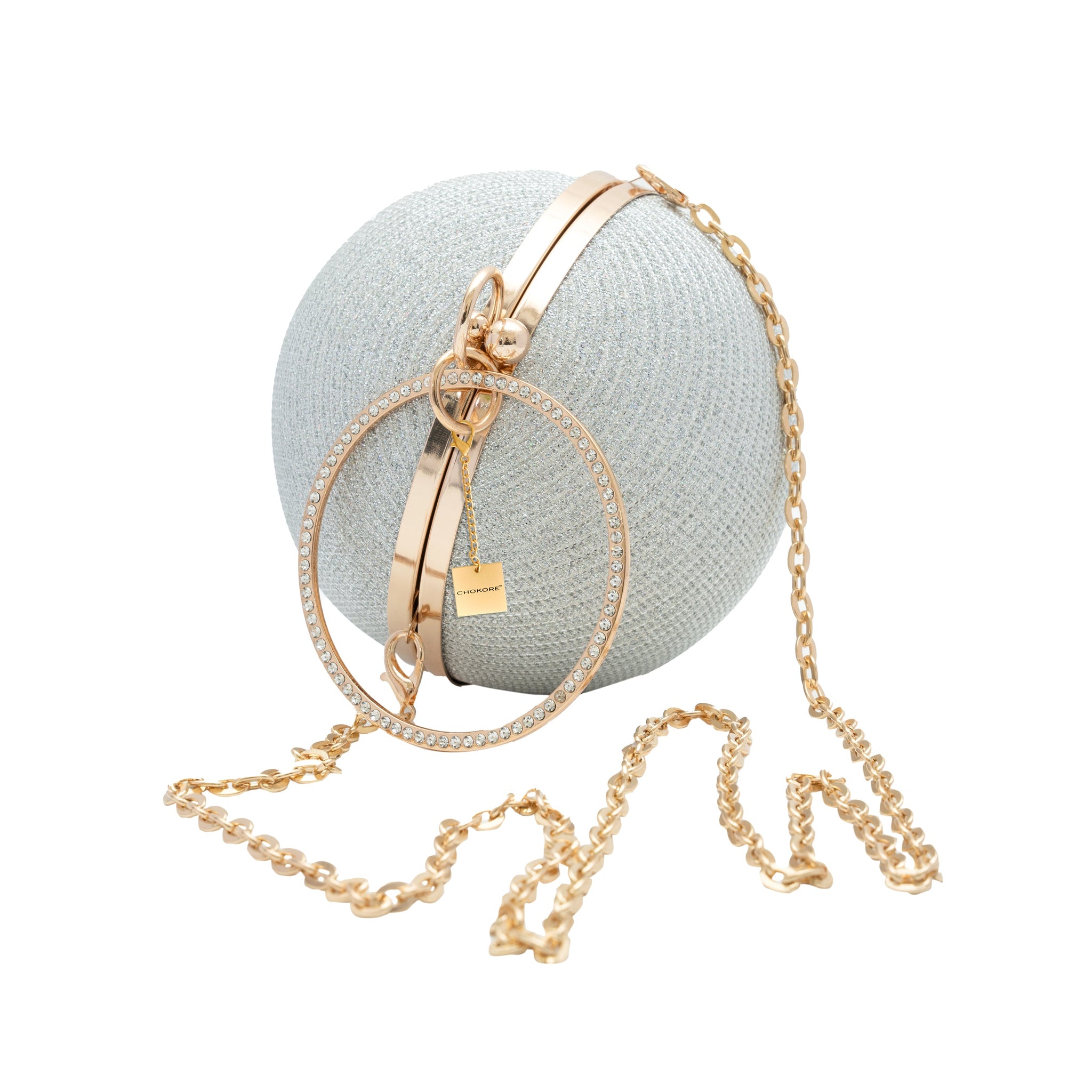 Chokore Spherical Rhinestone Crossbody Bag (SIlver)