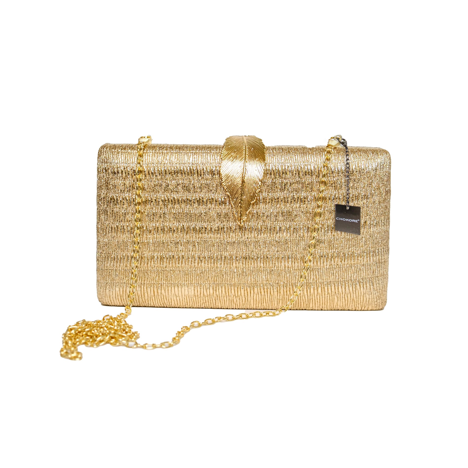 Chokore Chokore Shimmery Leaf Clutch/Handbag (Gold) Chokore Shimmery Leaf Clutch/Handbag (Gold) 
