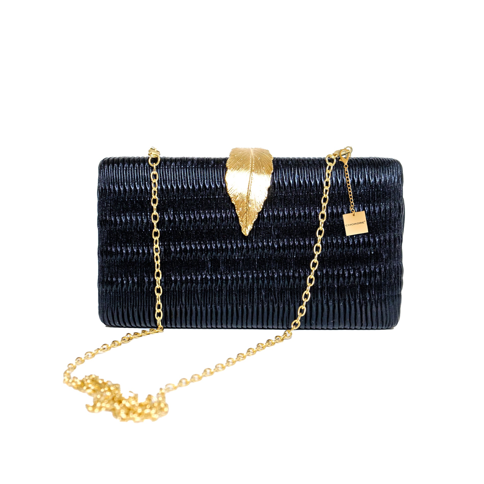 Chokore Chokore Shimmery Leaf Clutch/Handbag (Black) Chokore Shimmery Leaf Clutch/Handbag (Black) 
