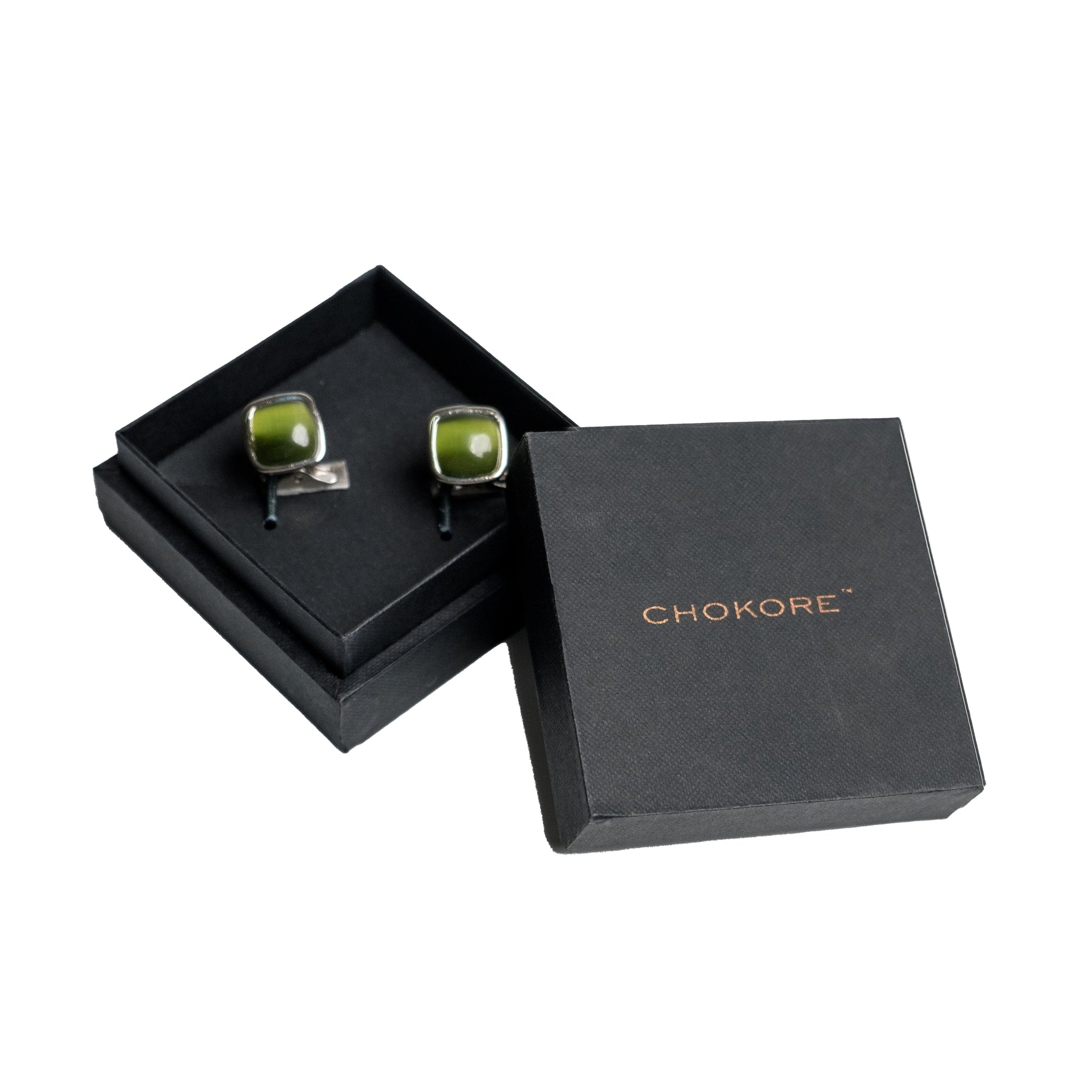 Chokore Squircle Cufflinks with Stone (Green)