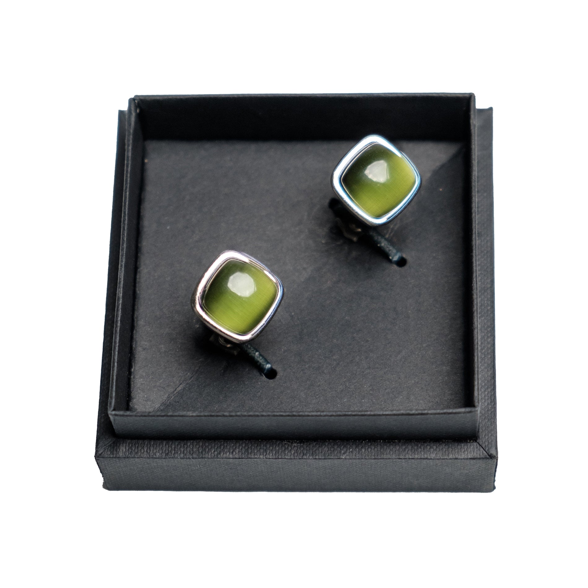 Chokore Chokore Squircle Cufflinks with Stone (Green) Chokore Squircle Cufflinks with Stone (Green) 