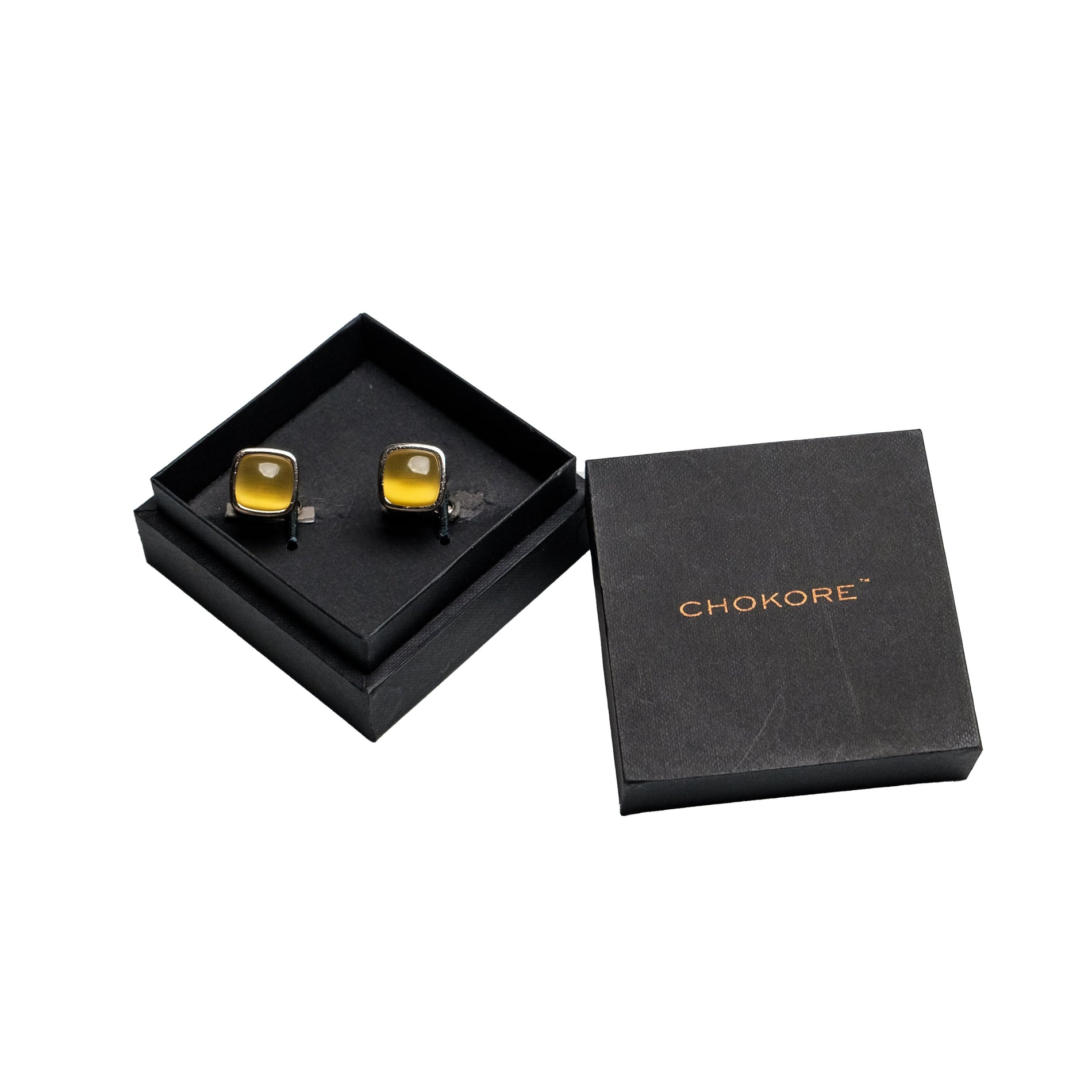 Chokore Chokore Squircle Cufflinks with Stone (Yellow) Chokore Squircle Cufflinks with Stone (Yellow) 