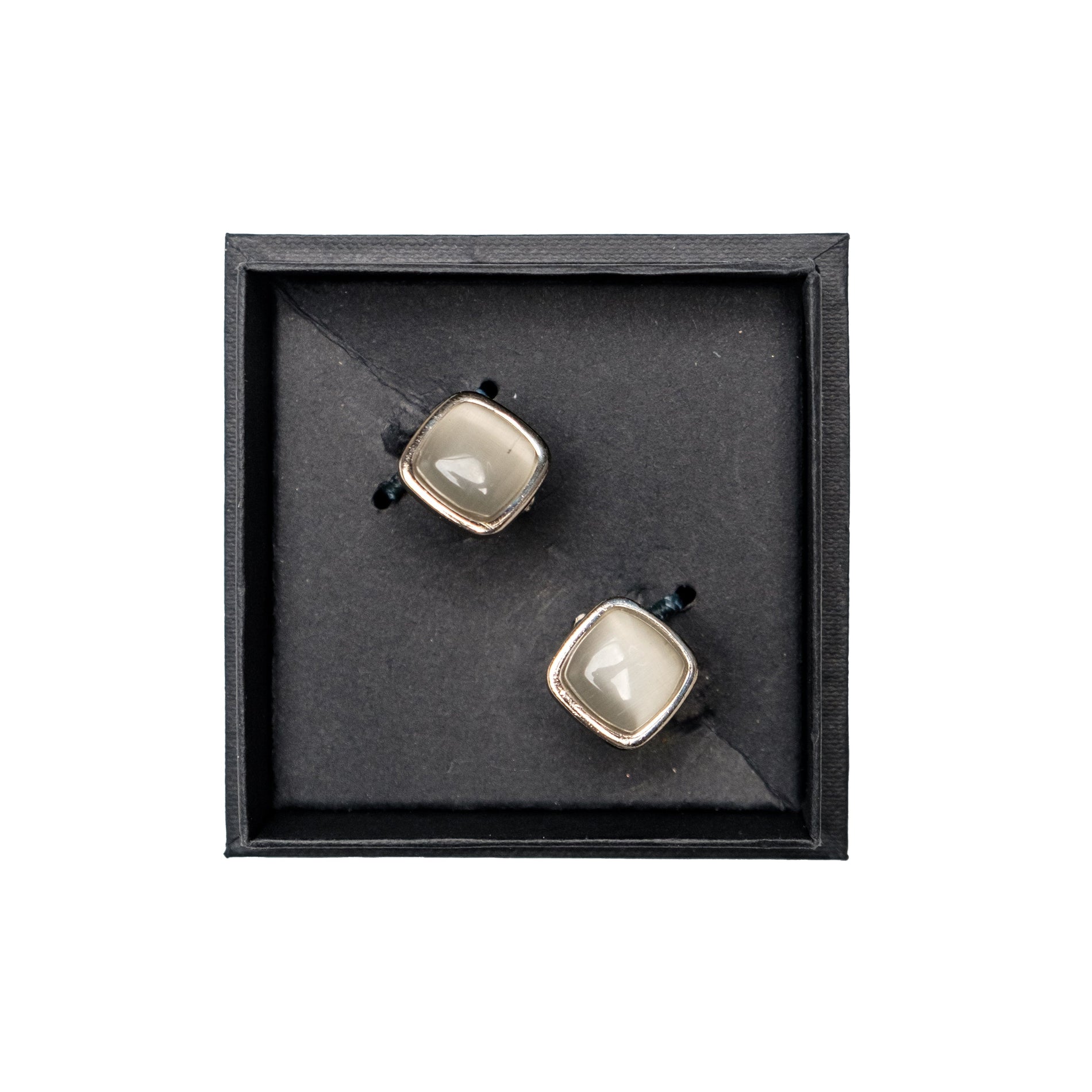 Chokore Chokore Squircle Cufflinks with Stone (Light Gray) Chokore Squircle Cufflinks with Stone (Light Gray) 