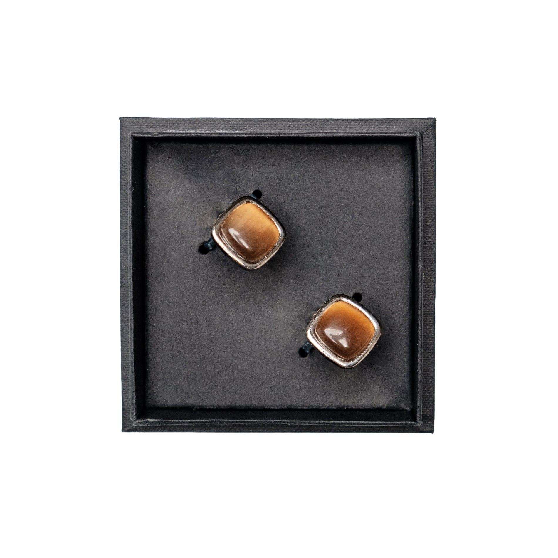 Chokore Chokore Squircle Cufflinks with Stone (Brown) Chokore Squircle Cufflinks with Stone (Brown) 