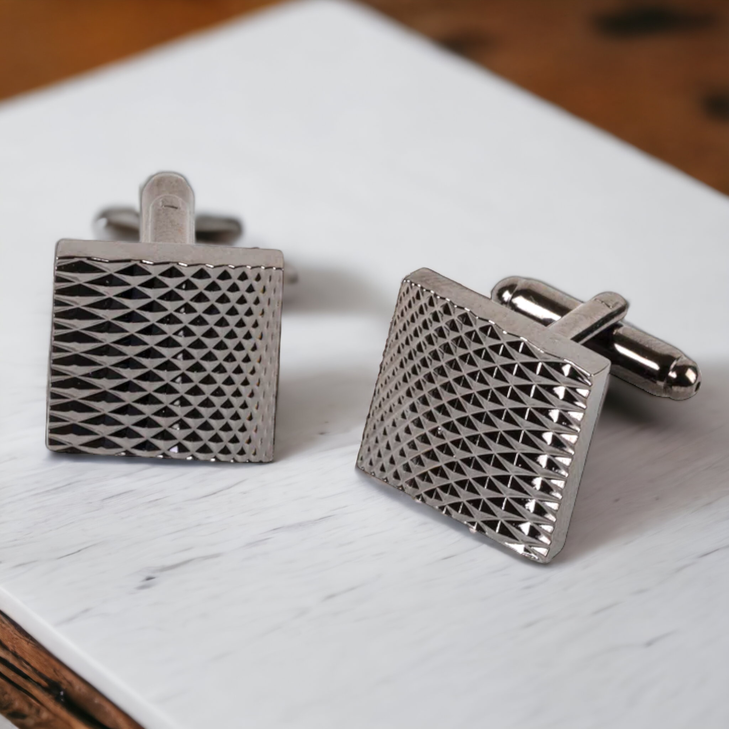 Chokore  Chokore Grey Textured Square Shaped Cufflinks 