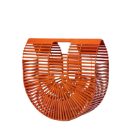 Chokore Bamboo Tote - Handcrafted Basket Bag for Women. Dark Orange. Two Sizes