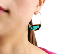 Chokore Hoops with turquoise blue glass droplets. Gold tone.