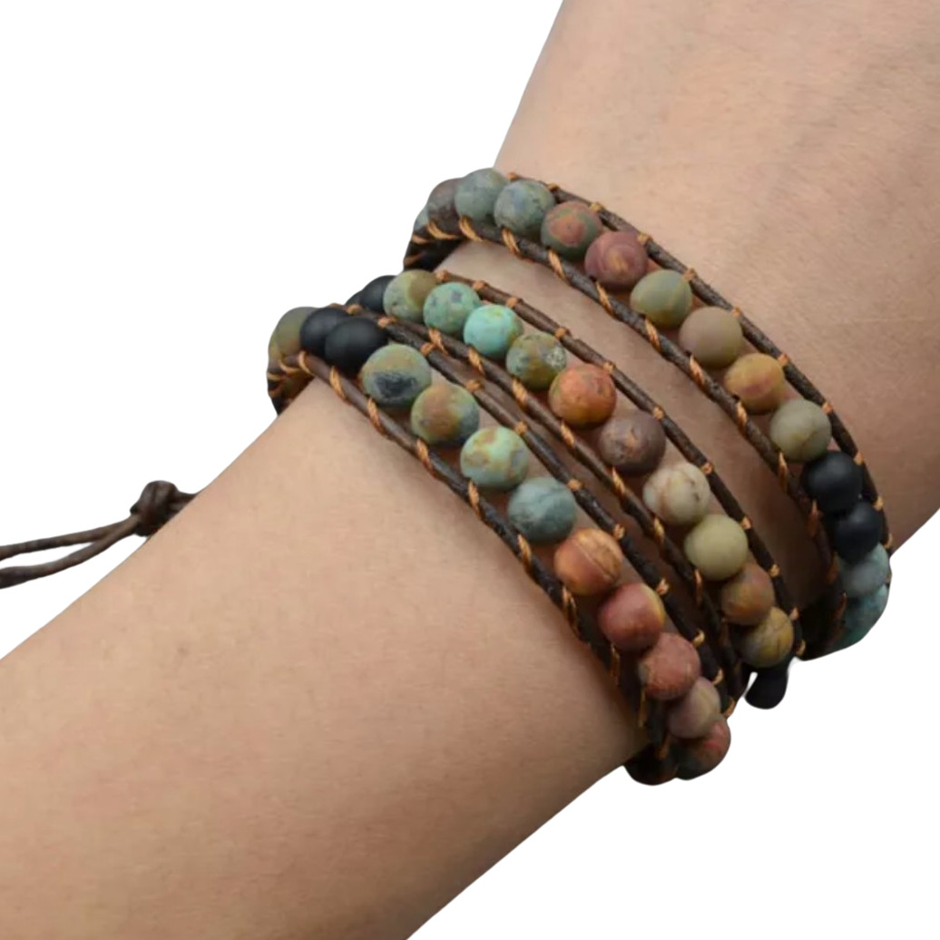 Chokore Natural Agate Gemstone beaded multi-layer Bracelet jewelry, Unisex Natural Agate Gemstone beaded multi-layer Bracelet jewelry, Unisex 