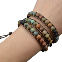 Chokore Natural Agate Gemstone beaded multi-layer Bracelet jewelry, Unisex