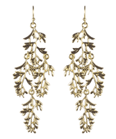 Chokore Leaves Linear Drop Earring, Gold tone
