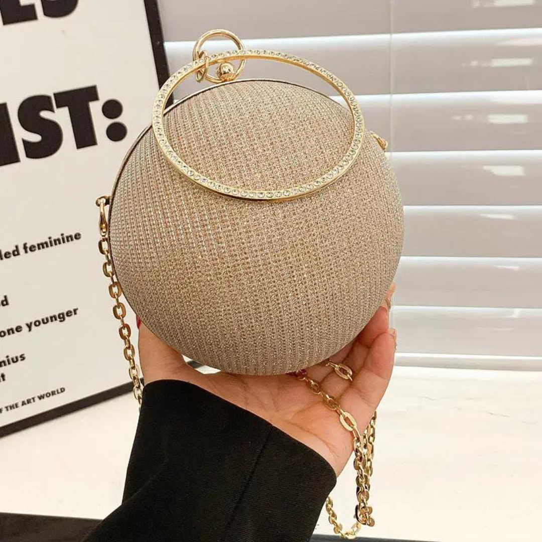 Chokore Spherical Rhinestone Crossbody Bag (Golden)