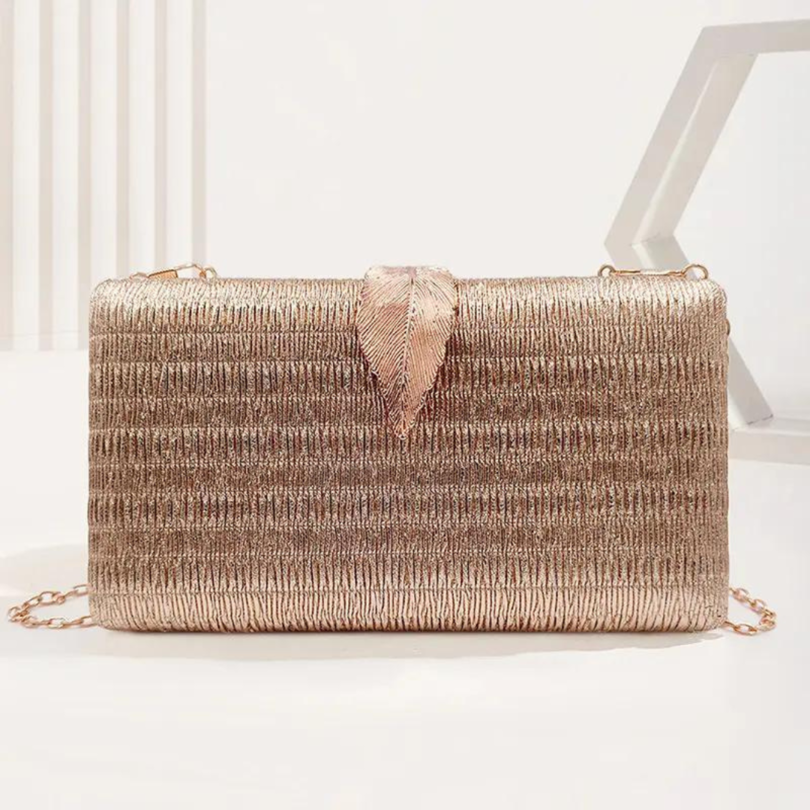 Chokore Chokore Shimmery Leaf Clutch/Handbag (Champagne) Chokore Shimmery Leaf Clutch/Handbag (Champagne) 