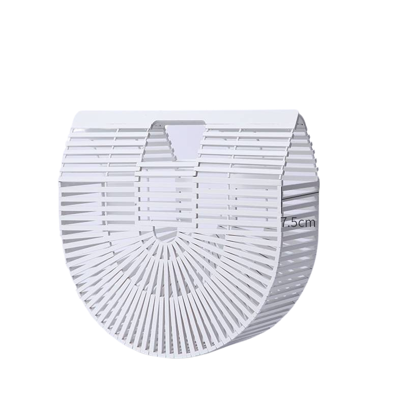 Bamboo Tote - Handcrafted Basket Bag for Women. White. Two Sizes