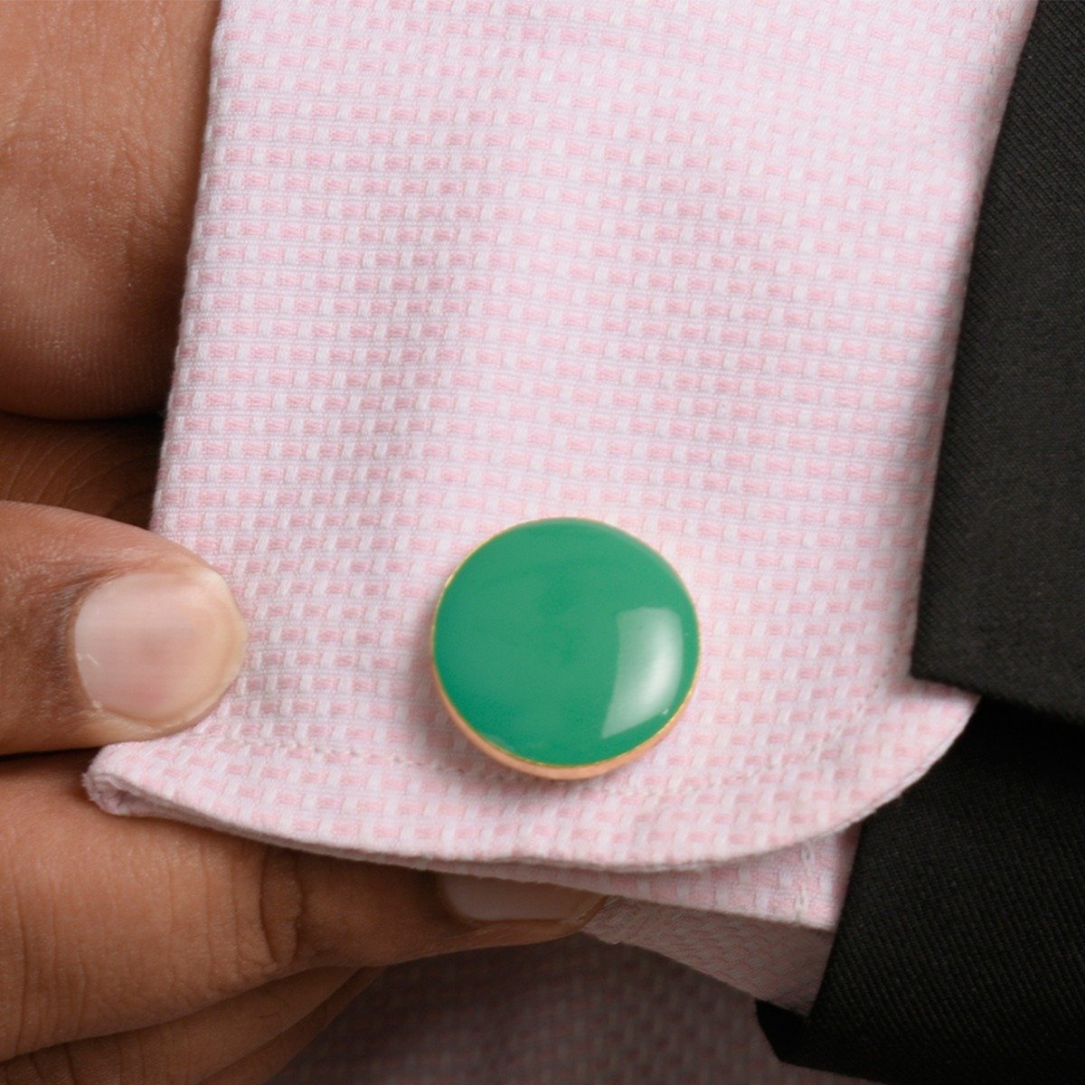Chokore Chokore Green color Round shape Cufflinks Chokore Green color Round shape Cufflinks 