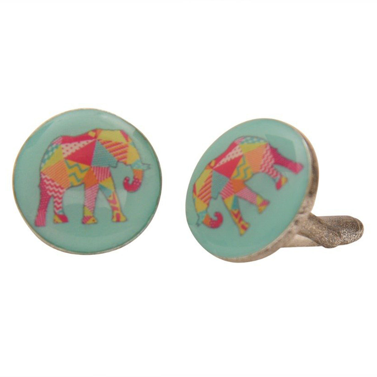 Chokore  Chokore Light Blue color Elephant motif Round shape Cufflinks 