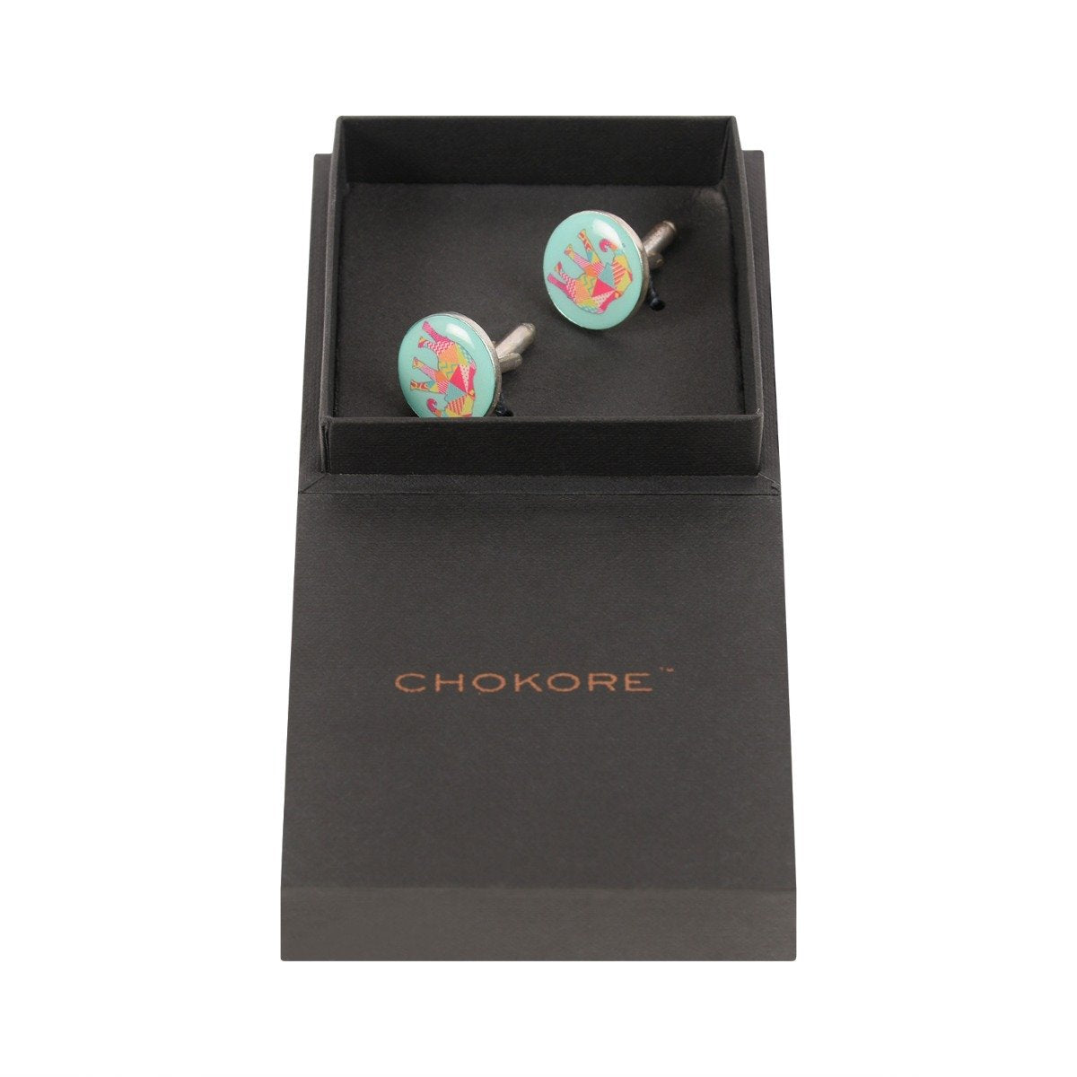 Chokore Chokore Light Blue color Elephant motif Round shape Cufflinks Chokore Light Blue color Elephant motif Round shape Cufflinks 