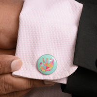 Chokore Chokore Light Blue color Elephant motif Round shape Cufflinks