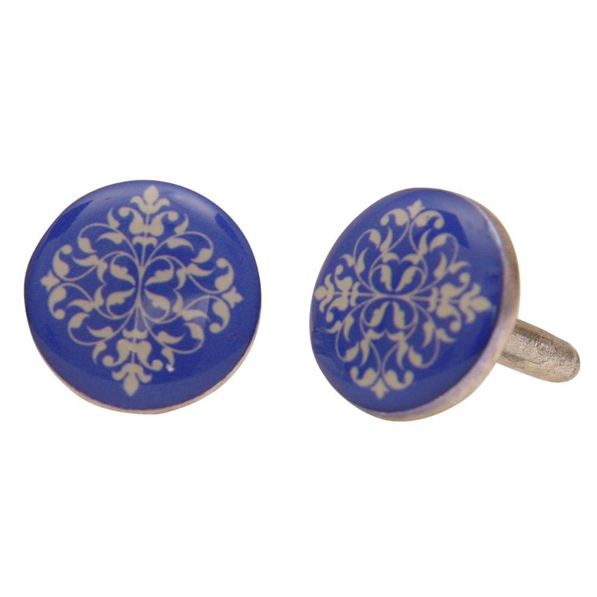 Chokore  Chokore Cobalt Blue color Indian design motif Round shape Cufflinks 