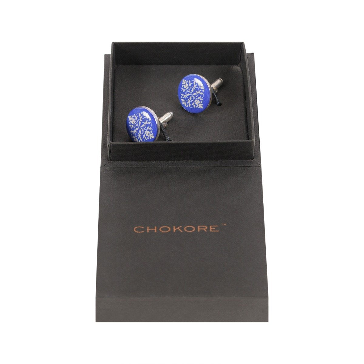 Chokore Chokore Cobalt Blue color Indian design motif Round shape Cufflinks Chokore Cobalt Blue color Indian design motif Round shape Cufflinks 