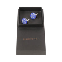 Chokore Chokore Cobalt Blue color Indian design motif Round shape Cufflinks