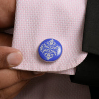 Chokore Chokore Cobalt Blue color Indian design motif Round shape Cufflinks
