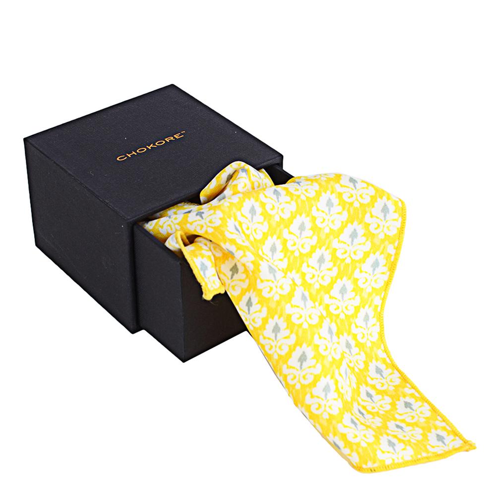 Chokore Chokore Yellow Silk Pocket Square - Indian At Heart line Chokore Yellow Silk Pocket Square - Indian At Heart line 