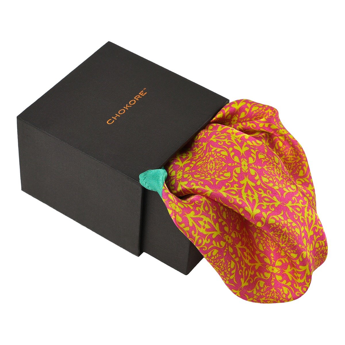Chokore Chokore Light Sea Green & Pink Silk Pocket Square - Indian At Heart line Chokore Light Sea Green & Pink Silk Pocket Square - Indian At Heart line 