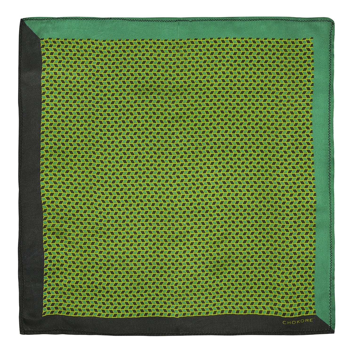 Chokore Chokore Green & Black Silk Pocket Square -Indian At Heart line Chokore Green & Black Silk Pocket Square -Indian At Heart line 