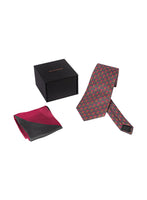 Chokore Chokore Grey & Magenta Silk Tie from Indian At Heart range & Two-in-one Dark Grey & Wine Pink Silk Pocket Square set