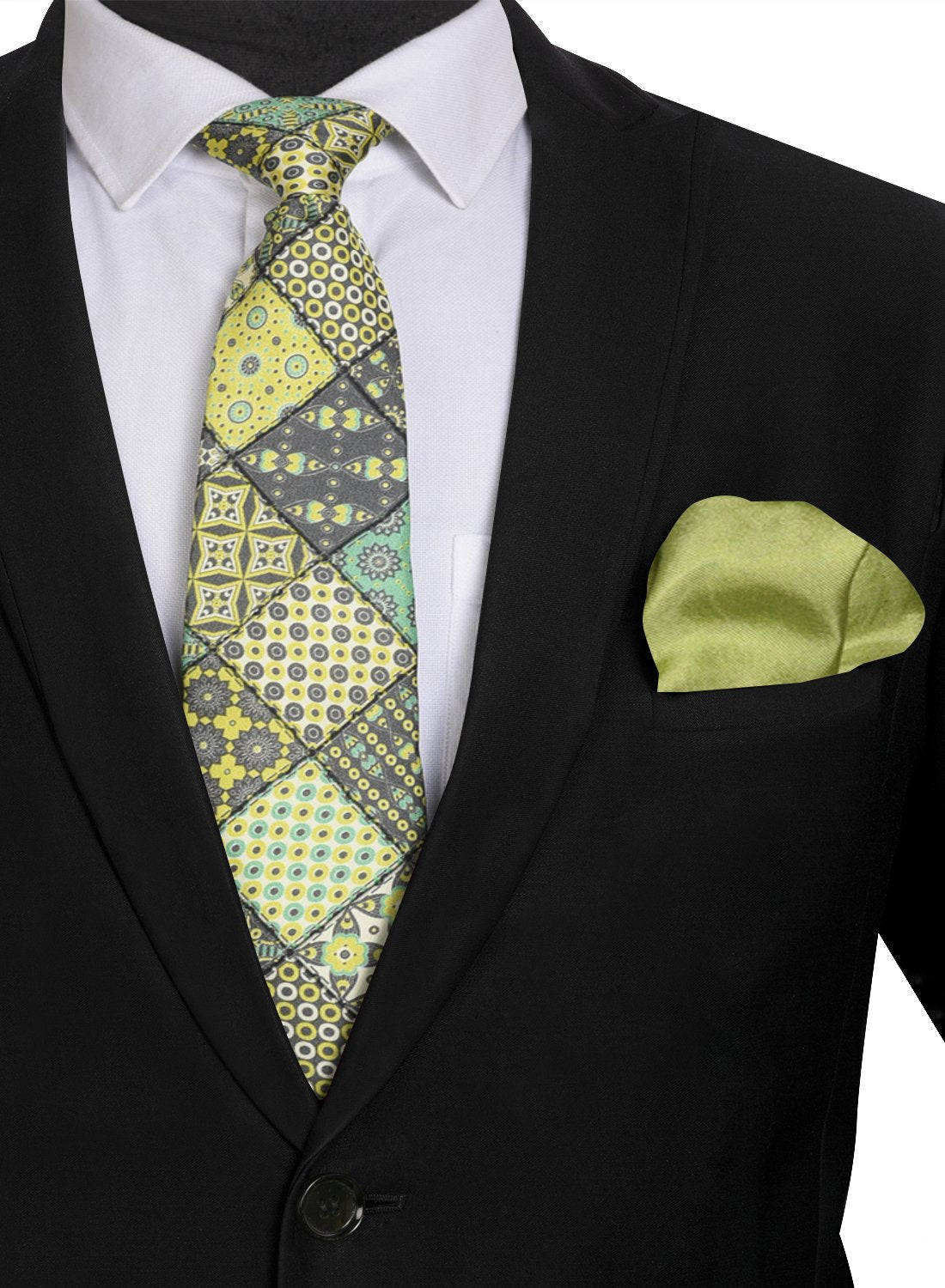 Chokore Chokore Yellow & Light Green Silk Tie - Indian At Heart range & Plain Mehandi Green color Silk Pocket Square set Chokore Yellow & Light Green Silk Tie - Indian At Heart range & Plain Mehandi Green color Silk Pocket Square set 