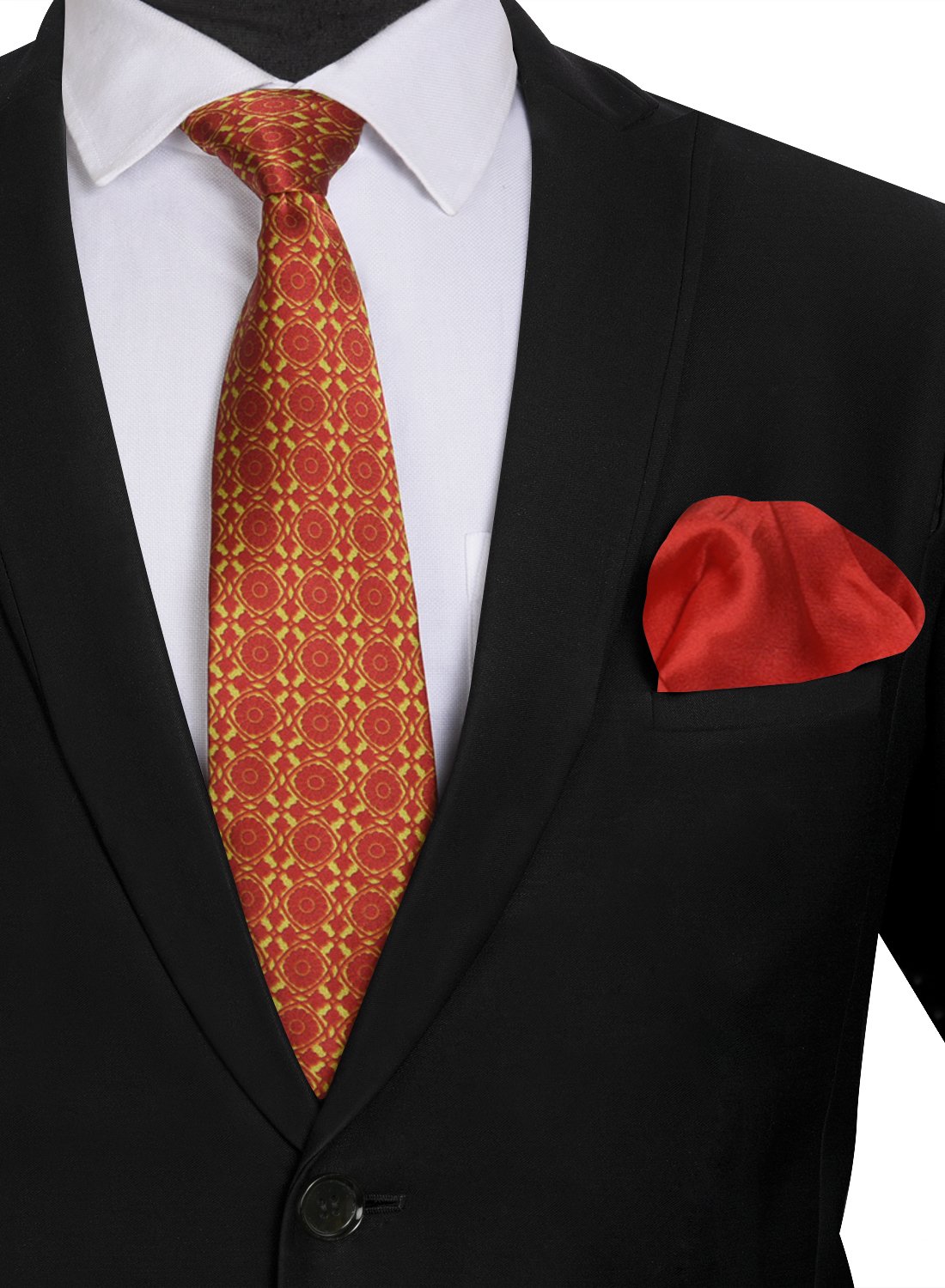 Chokore Chokore Red & Yellow Silk Tie - Indian At Heart range & Plain Red color Silk Pocket Square set Chokore Red & Yellow Silk Tie - Indian At Heart range & Plain Red color Silk Pocket Square set 