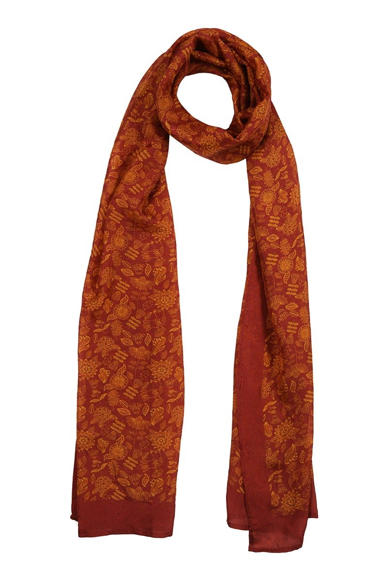 Chokore Printed  Red & Orange Silk Stole for Women Printed  Red & Orange Silk Stole for Women 