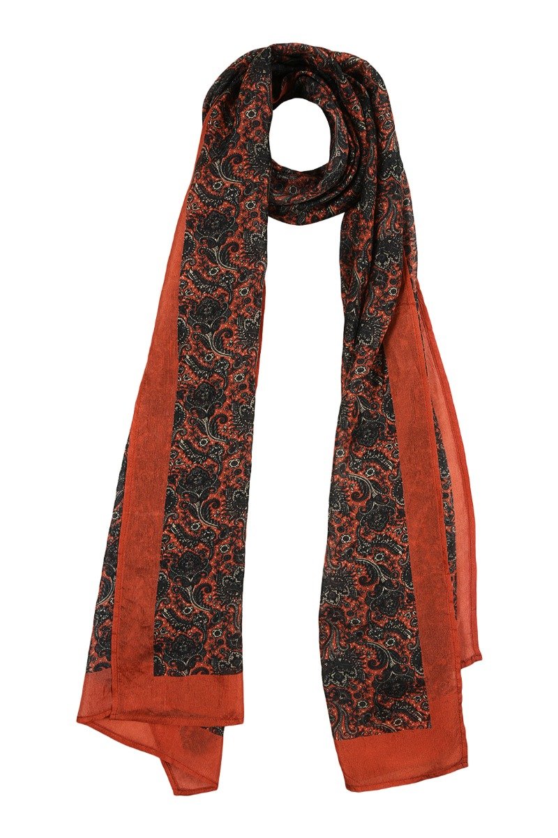 Chokore Printed Red & Black Silk Stole for Women Printed Red & Black Silk Stole for Women 